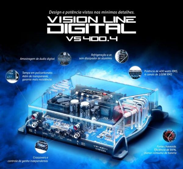 Amplificador para carro Vision VS 400.4 stetsom